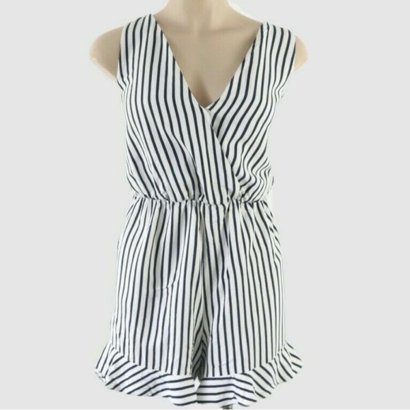 Striped dark navy blue and white Romper - Picture 3 of 7
